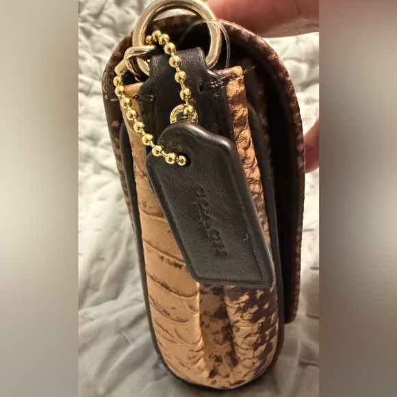 Coach Embossed Snake Print Crossbody Handbag, Tan & Brown - Picture 4 of 10